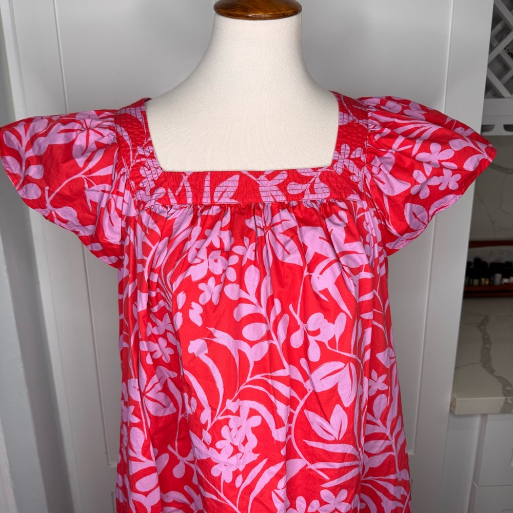 Voyageur by Mersea Women’s Capri Floral Dress Square Neck Flutter Sleeve Size L - Picture 3 of 8
